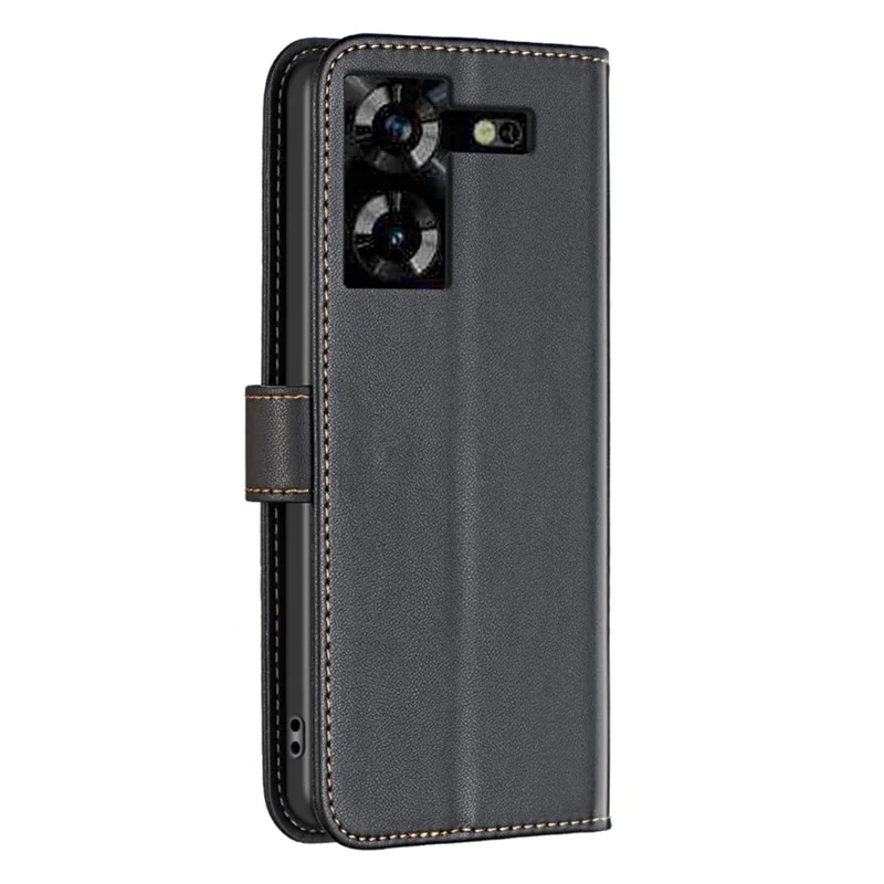 BINFEN COLOR BF17 For TECNO Pova 5 4G Case Wallet Stand Leather Cell Phone Cover - Black