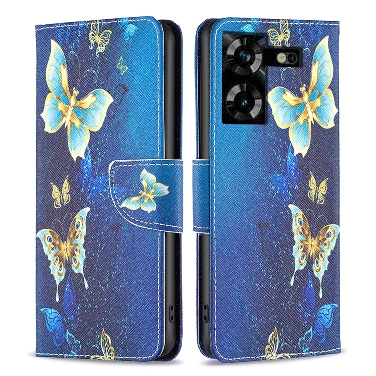 PU Leather Flip Cover for TECNO Pova 5 4G Case Pattern Printing Wallet Phone Case - Golden Butterflies