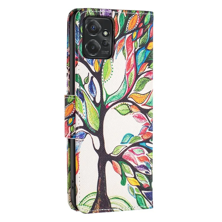 Für Motorola Moto G Power (2024) Hülle PU-Leder+TPU-Muster Handytasche - Lebensbaum