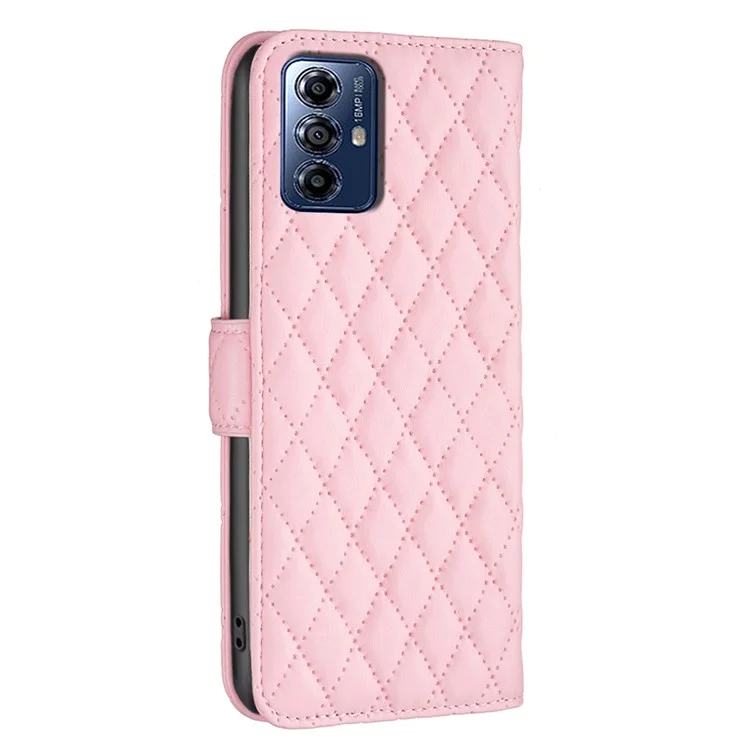 BINFEN COLOR BF Style-14 For Motorola Moto G Play (2024) 4G Case Leather Protective Cover with Wallet and Stand - Pink