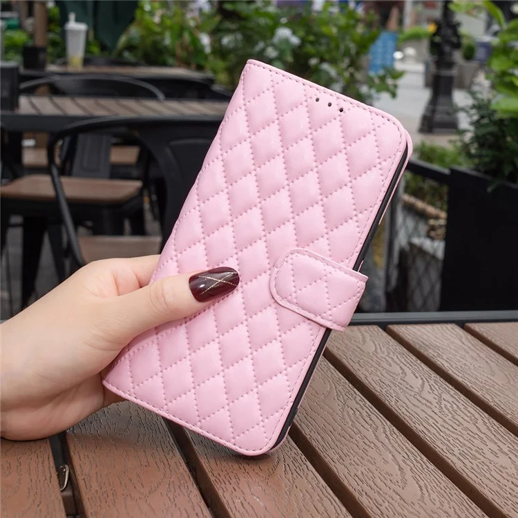 BINFEN COLOR BF Style-14 For Motorola Moto G Play (2024) 4G Case Leather Protective Cover with Wallet and Stand - Pink