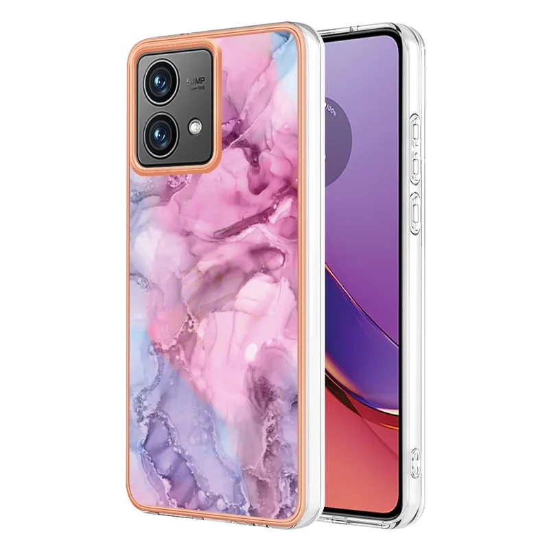 YB IMD Series-16 Style-E For Motorola Moto G84 5G Phone Case 2.0mm TPU Marble Pattern Cover - Rose