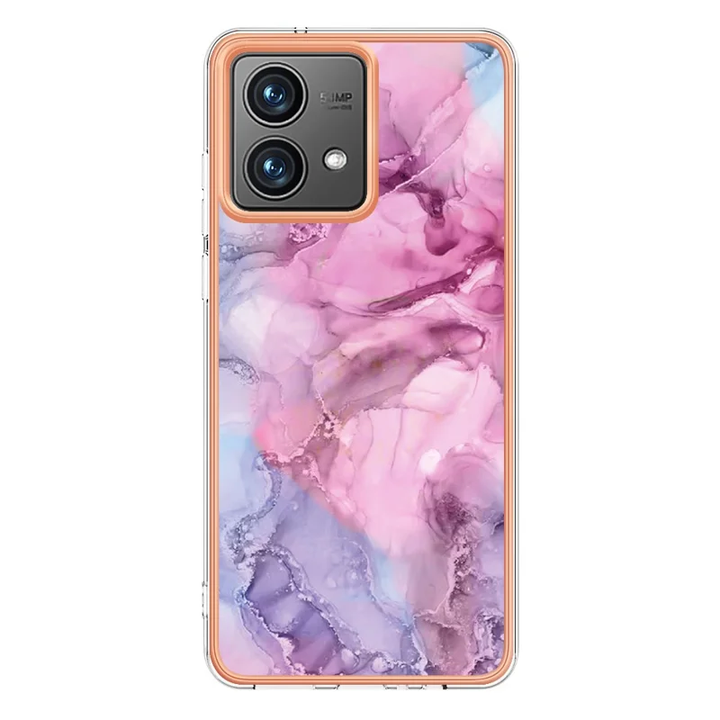 YB IMD Series-16 Style-E For Motorola Moto G84 5G Phone Case 2.0mm TPU Marble Pattern Cover - Rose