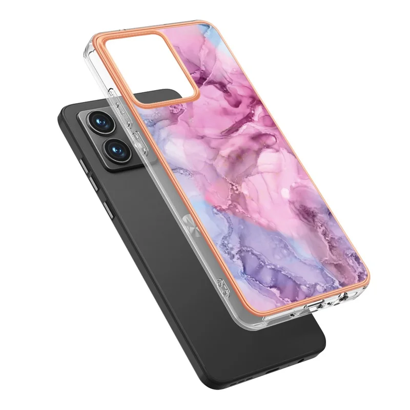 YB IMD Series-16 Style-E For Motorola Moto G84 5G Phone Case 2.0mm TPU Marble Pattern Cover - Rose