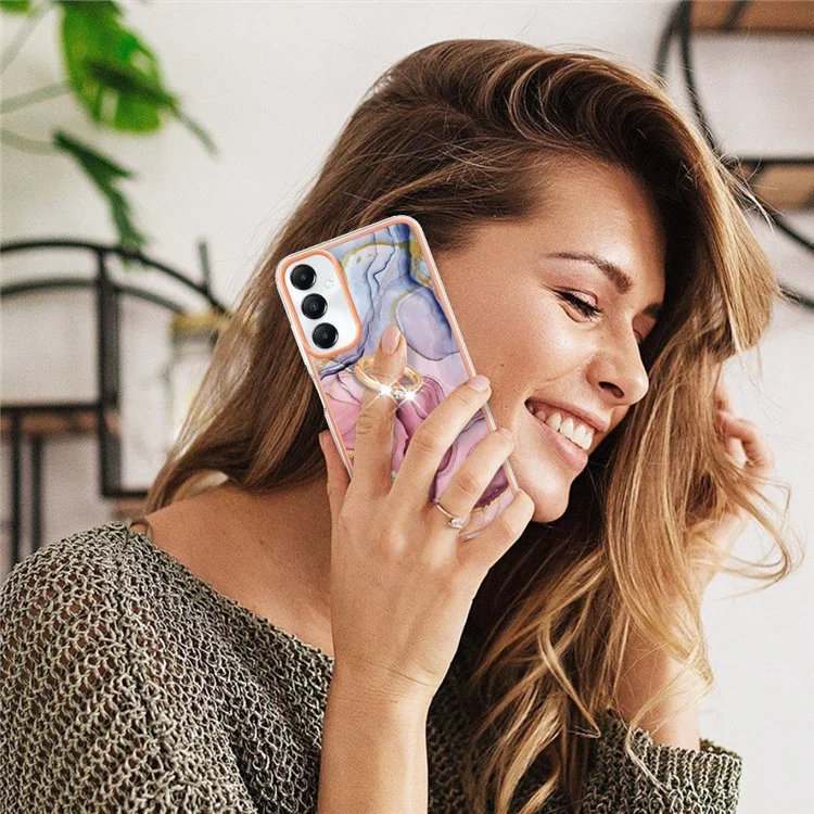 Série YB IMD-17 Style-E pour Samsung Galaxy A05s 4G Marble Pattern IMD TPU Cover Cell Phone Case - Or Rose