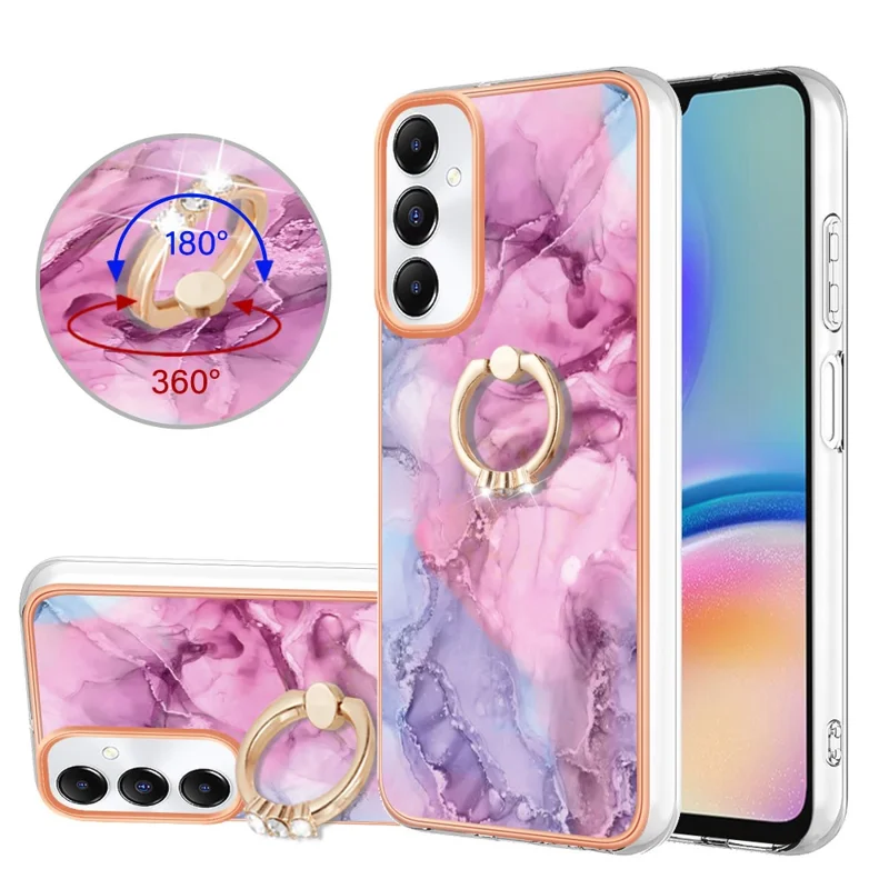 YB IMD Series-17 Style-E For Samsung Galaxy A05s 4G Marble Pattern IMD TPU Cover Cell Phone Case - Rose