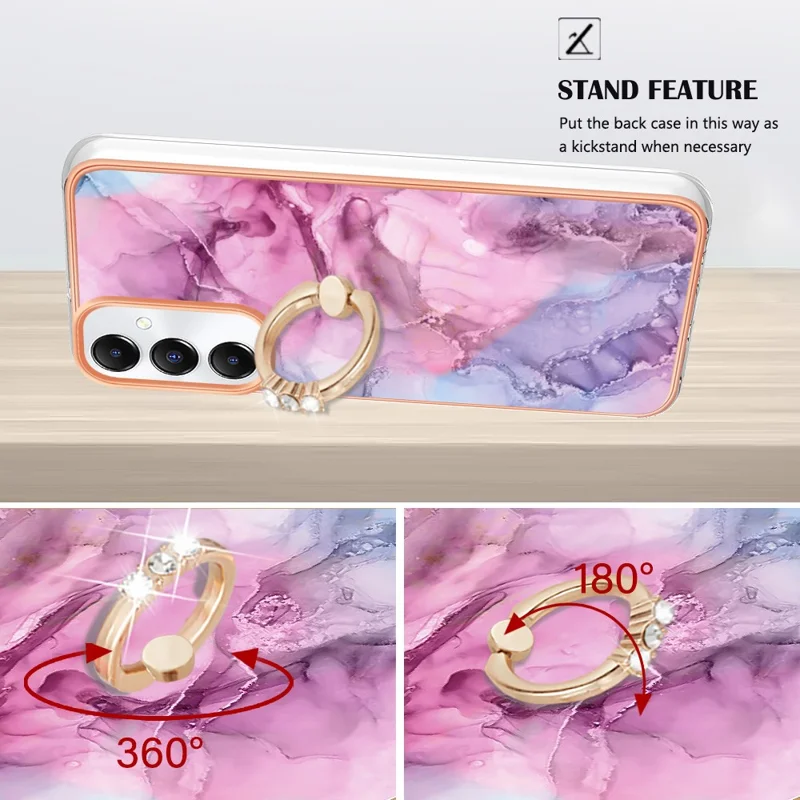 YB IMD Series-17 Style-E For Samsung Galaxy A05s 4G Marble Pattern IMD TPU Cover Cell Phone Case - Rose