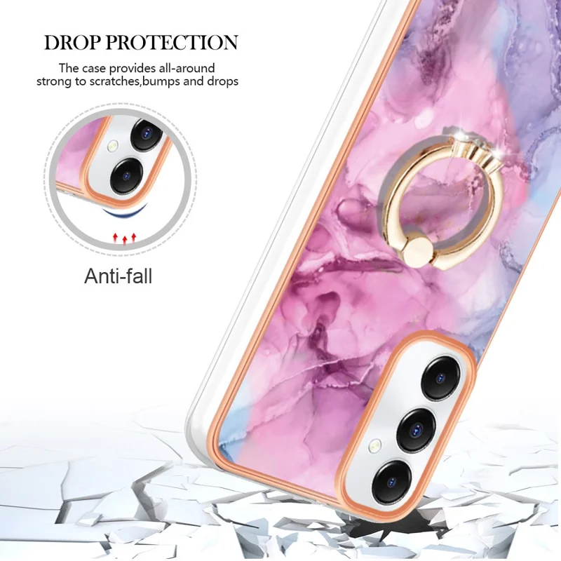 YB IMD Series-17 Style-E For Samsung Galaxy A05s 4G Marble Pattern IMD TPU Cover Cell Phone Case - Rose