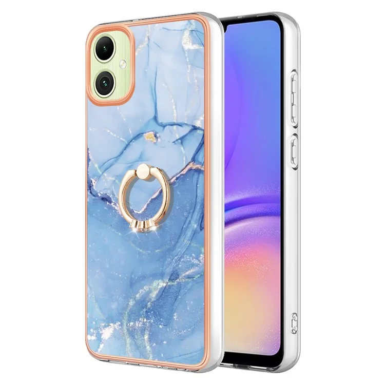 Série YB IMD Style-E pour Samsung Galaxy A05 4G IMD TPU Marble Pattern Cell Phone Case - Bleu