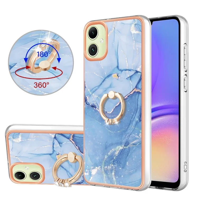 Série YB IMD Style-E pour Samsung Galaxy A05 4G IMD TPU Marble Pattern Cell Phone Case - Bleu