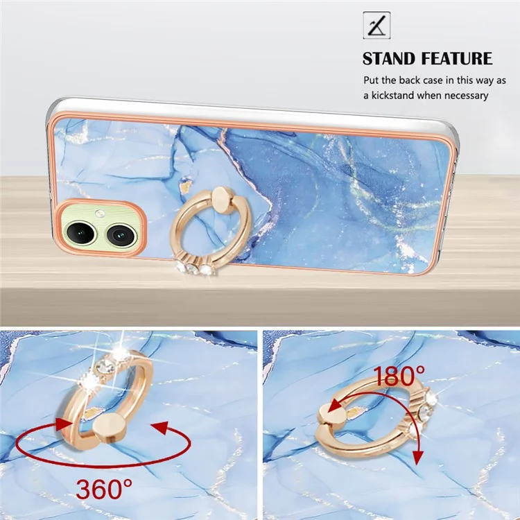 Série YB IMD Style-E pour Samsung Galaxy A05 4G IMD TPU Marble Pattern Cell Phone Case - Bleu