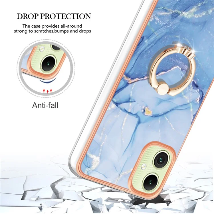 Série YB IMD Style-E pour Samsung Galaxy A05 4G IMD TPU Marble Pattern Cell Phone Case - Bleu