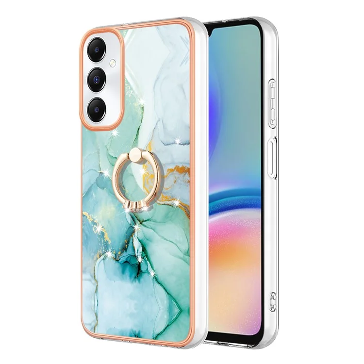 YB IMD Series-10 Für Samsung Galaxy A05s 4G Cover IMD Marmor TPU Ring Kickstand Handyhülle - Grün 003