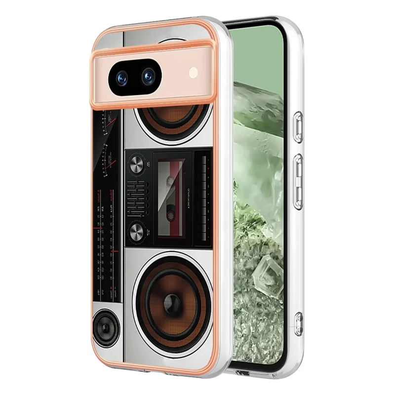 YB IMD Series-19 Style-D For Google Pixel 8a Electroplated Case 2.0mm TPU Anti-Scratch Phone Cover - Radio