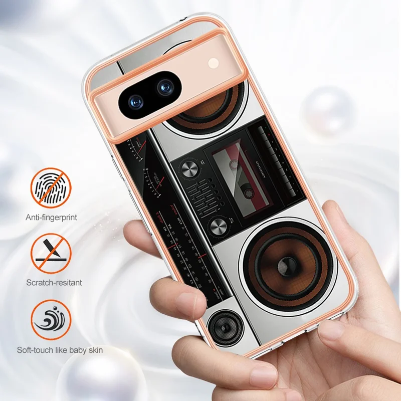 YB IMD Series-19 Style-D For Google Pixel 8a Electroplated Case 2.0mm TPU Anti-Scratch Phone Cover - Radio