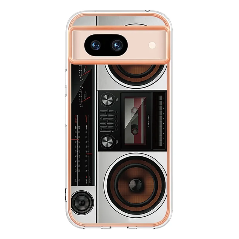 YB IMD Series-19 Style-D For Google Pixel 8a Electroplated Case 2.0mm TPU Anti-Scratch Phone Cover - Radio