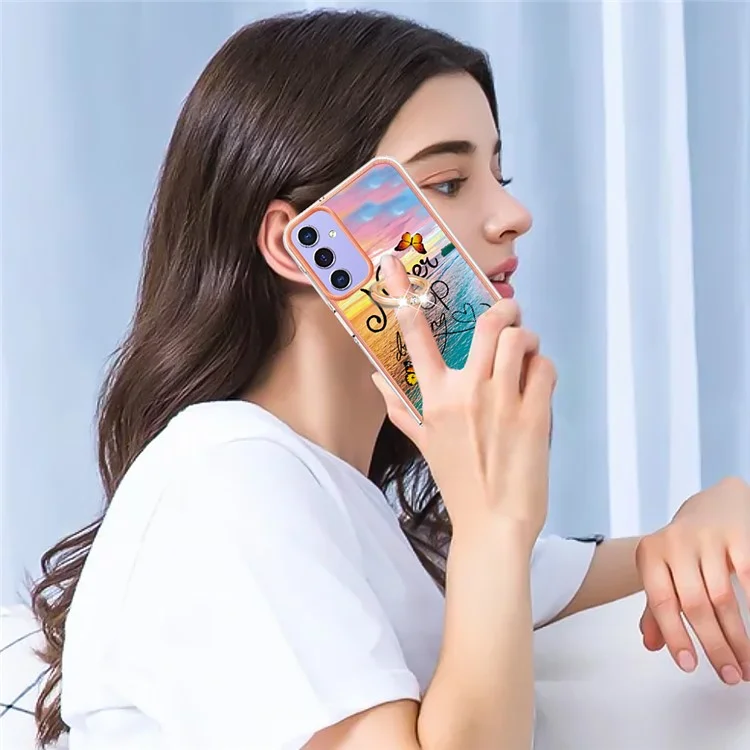 For Samsung Galaxy A15 5G Case with Ring Kickstand IMD Marble Pattern TPU Back Cover - Never Stop Dreaming
