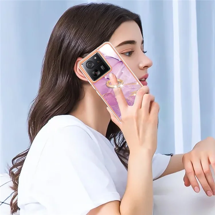 Чехол для телефона YB IMD Series-10 для Xiaomi 13T / 13T Pro / Redmi K60 Ultra, поворотное кольцо, защитный чехол - фиолетовый 001
