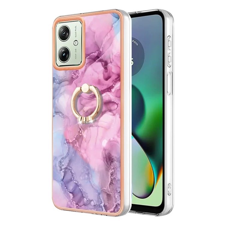 YB IMD Series-17 Style-E For Motorola Moto G54 5G Marble Pattern Back Cover TPU Cell Phone Case - Rose