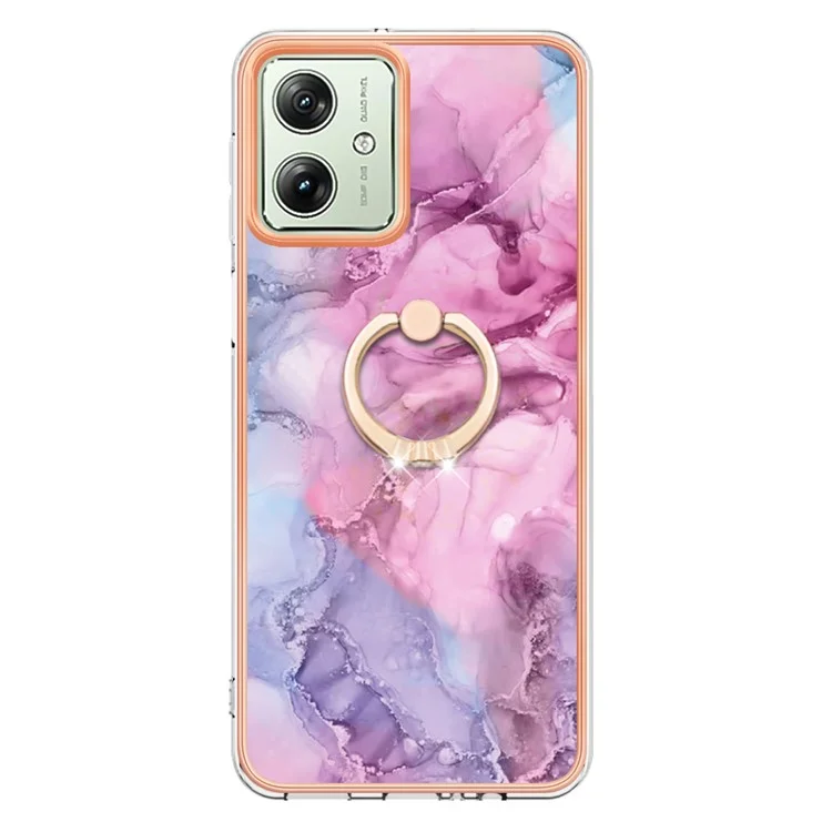 YB IMD Series-17 Style-E For Motorola Moto G54 5G Marble Pattern Back Cover TPU Cell Phone Case - Rose