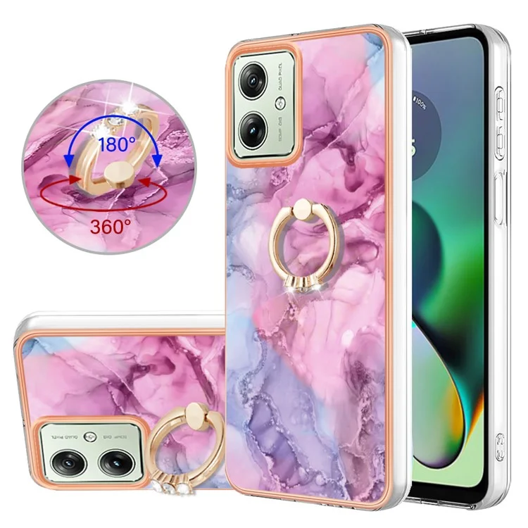 YB IMD Series-17 Style-E For Motorola Moto G54 5G Marble Pattern Back Cover TPU Cell Phone Case - Rose