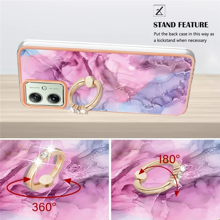 YB IMD Series-17 Style-E For Motorola Moto G54 5G Marble Pattern Back Cover TPU Cell Phone Case - Rose