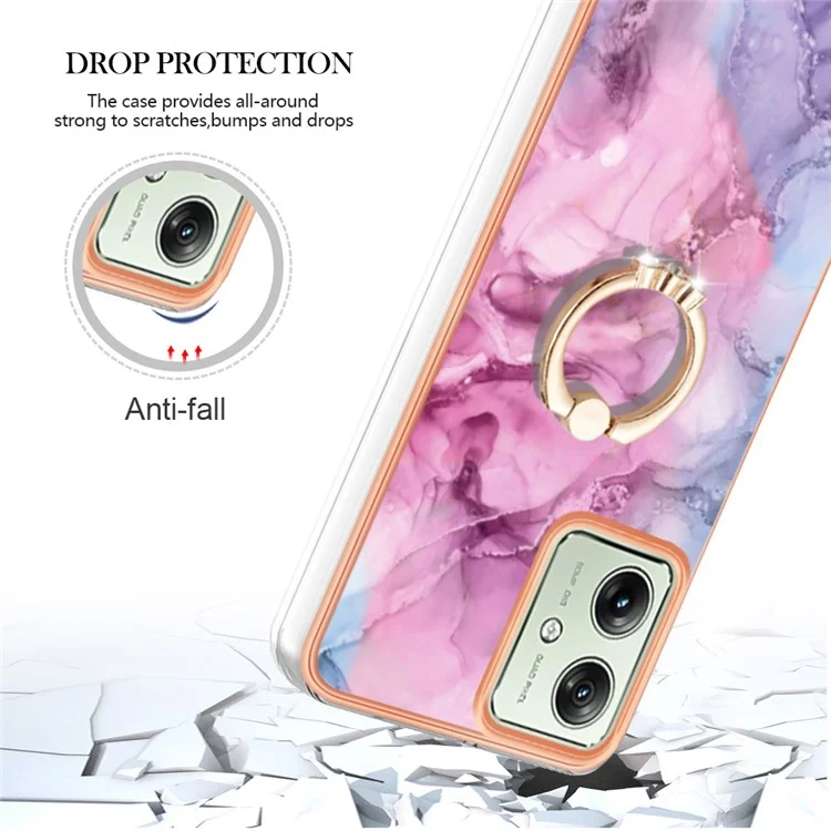 YB IMD Series-17 Style-E For Motorola Moto G54 5G Marble Pattern Back Cover TPU Cell Phone Case - Rose