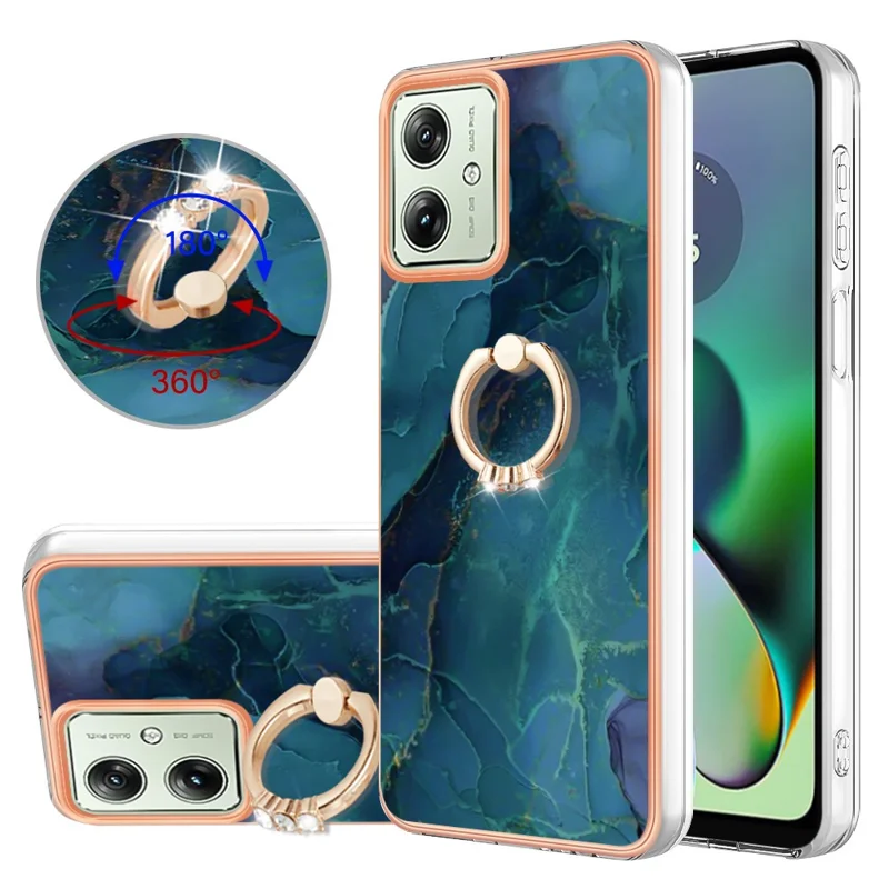 YB IMD Series-17 Style-E For Motorola Moto G54 5G Marble Pattern Back Cover TPU Cell Phone Case - Green