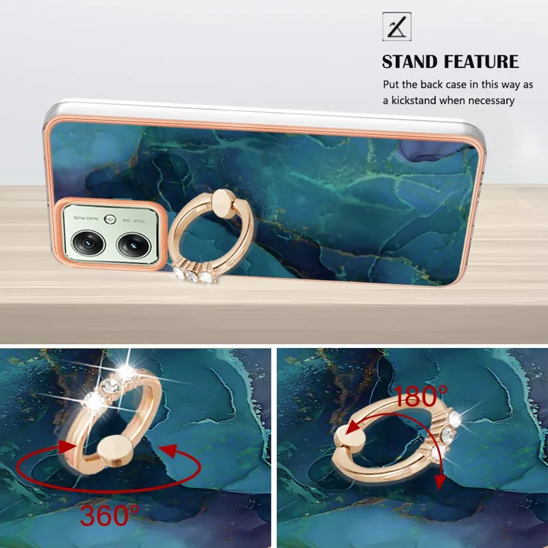 YB IMD Series-17 Style-E For Motorola Moto G54 5G Marble Pattern Back Cover TPU Cell Phone Case - Green