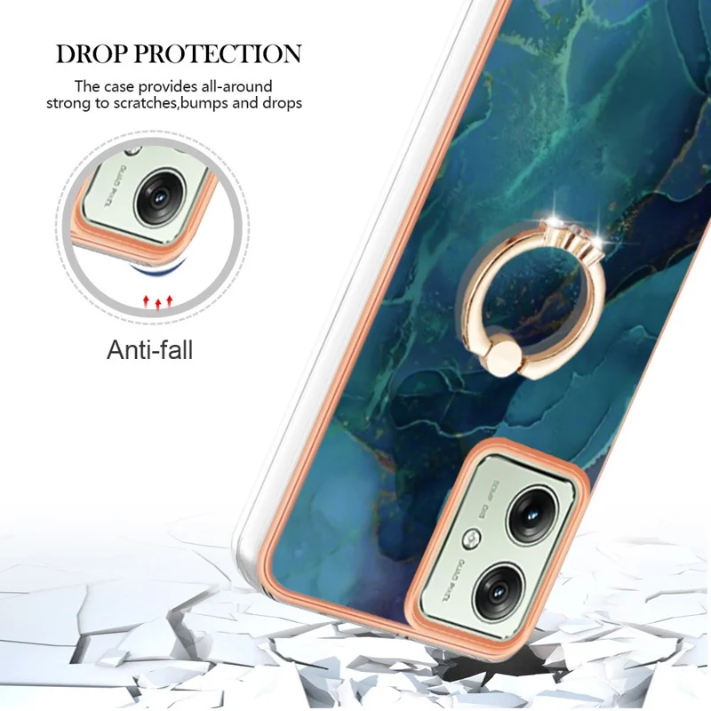 YB IMD Series-17 Style-E For Motorola Moto G54 5G Marble Pattern Back Cover TPU Cell Phone Case - Green