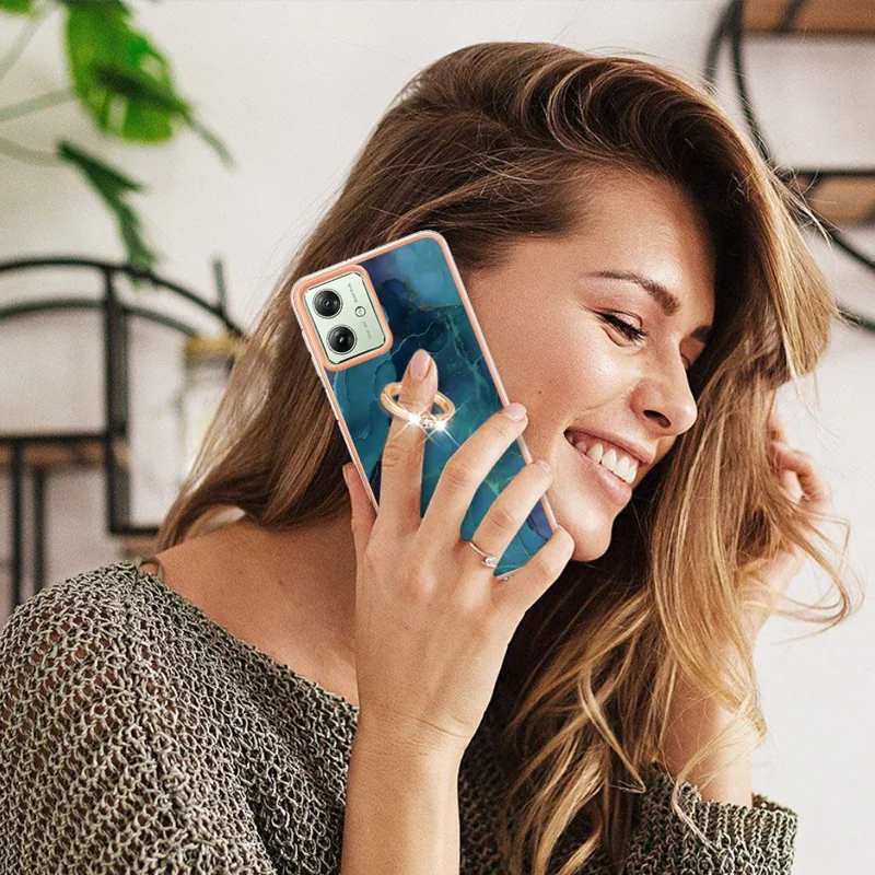 YB IMD Series-17 Style-E For Motorola Moto G54 5G Marble Pattern Back Cover TPU Cell Phone Case - Green