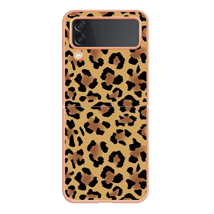 YB IMD Series-19 Style-D Für Samsung Galaxy Z Flip3 5G Telefonkoffer 2,0 mm Tpu-elektroplattenabdeckung - Leopardendruck