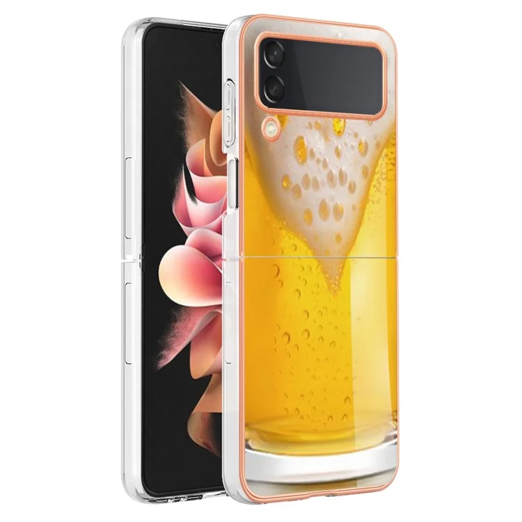 YB IMD Series-19 Style-D Für Samsung Galaxy Z Flip3 5G Telefonkoffer 2,0 mm Tpu-elektroplattenabdeckung - Bier