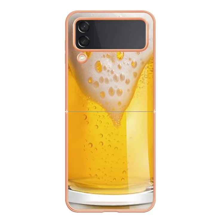 YB IMD Series-19 Style-D Für Samsung Galaxy Z Flip3 5G Telefonkoffer 2,0 mm Tpu-elektroplattenabdeckung - Bier