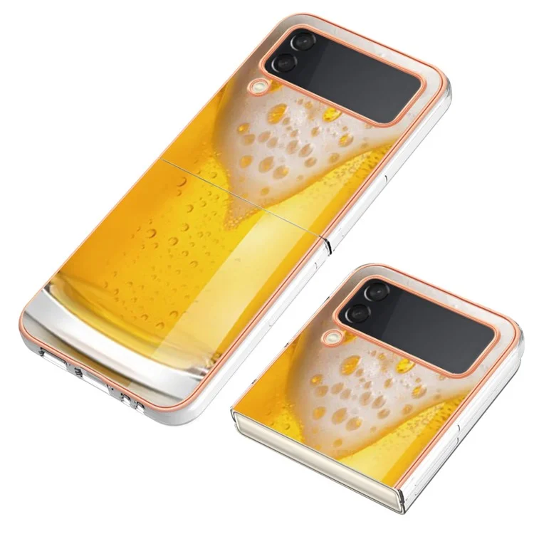 YB IMD Series-19 Style-D Für Samsung Galaxy Z Flip3 5G Telefonkoffer 2,0 mm Tpu-elektroplattenabdeckung - Bier