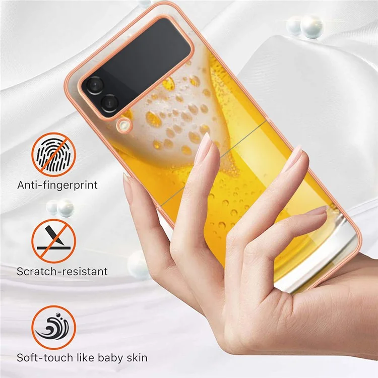 YB IMD Series-19 Style-D Für Samsung Galaxy Z Flip3 5G Telefonkoffer 2,0 mm Tpu-elektroplattenabdeckung - Bier
