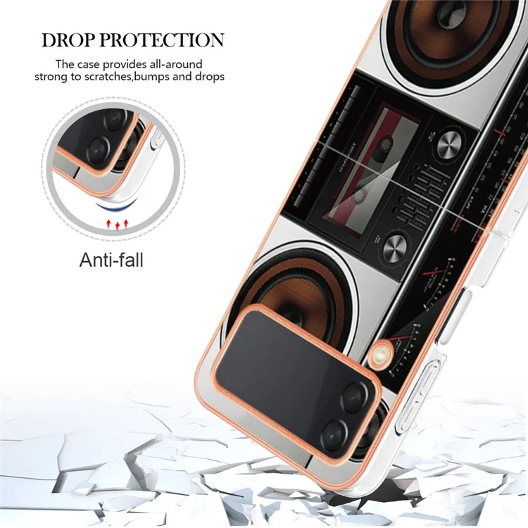 YB IMD Series-19 Style-D Für Samsung Galaxy Z Flip3 5G Telefonkoffer 2,0 mm Tpu-elektroplattenabdeckung - Radio