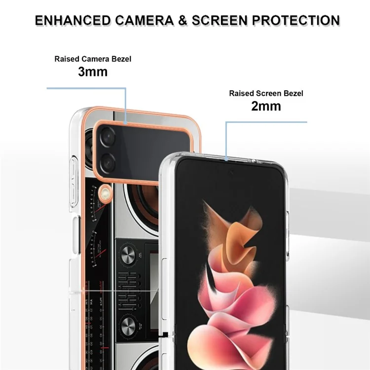 YB IMD Series-19 Style-D Für Samsung Galaxy Z Flip3 5G Telefonkoffer 2,0 mm Tpu-elektroplattenabdeckung - Radio