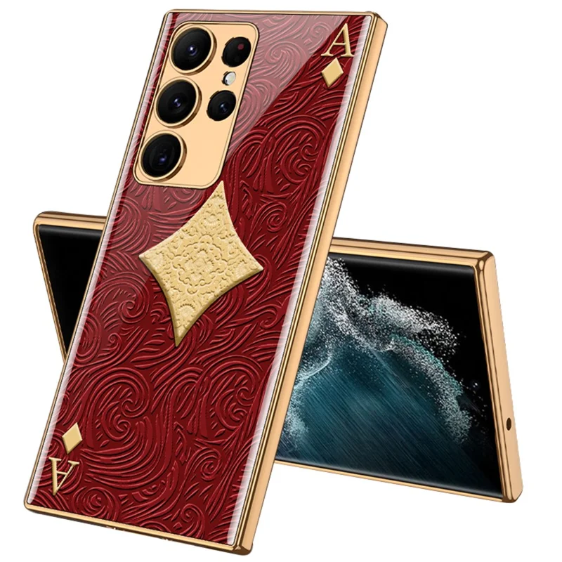 GKK For Samsung Galaxy S24 Ultra Phone Case Pattern Tempered Glass Back Cover - Diamond A