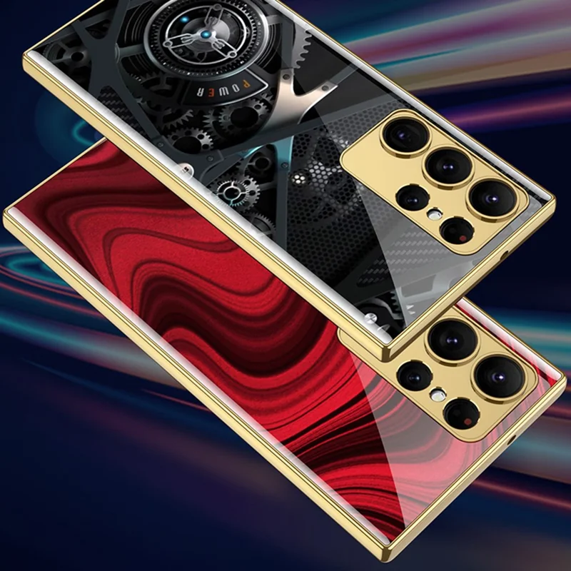 GKK For Samsung Galaxy S24 Ultra Phone Case Pattern Tempered Glass Back Cover - Diamond A