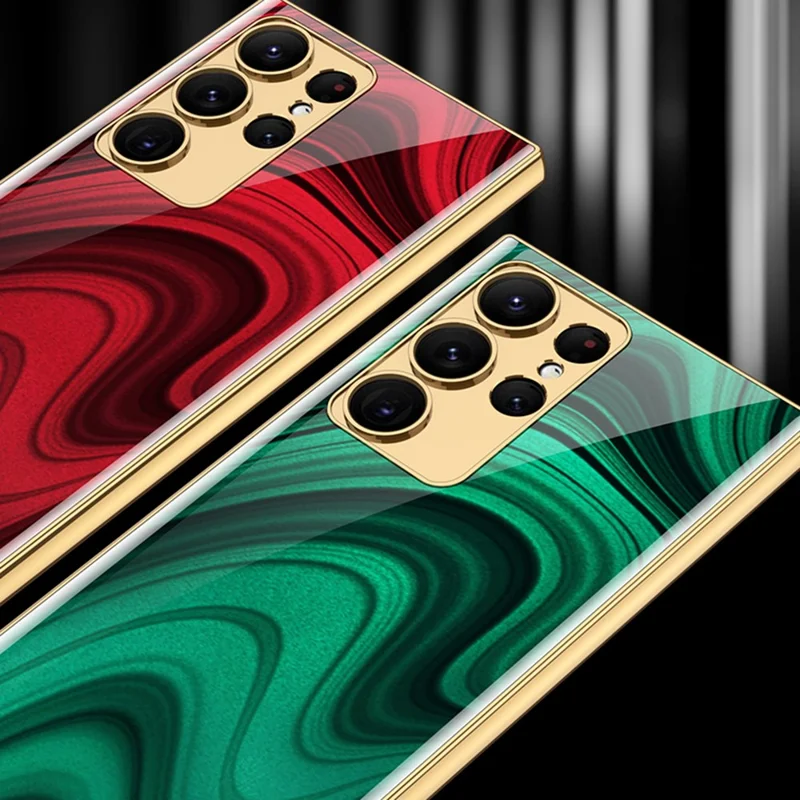 GKK For Samsung Galaxy S24 Ultra Phone Case Pattern Tempered Glass Back Cover - Diamond A