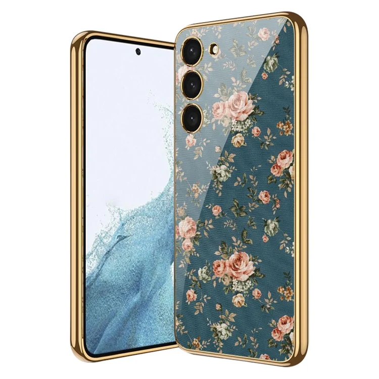Чехол с цветочным рисунком для Samsung Galaxy S24 от GKK Style-4 с закаленным стеклом - Floral 04