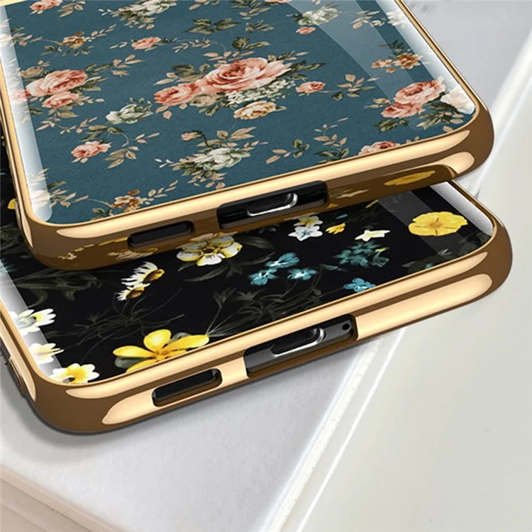Чехол с цветочным рисунком для Samsung Galaxy S24 от GKK Style-4 с закаленным стеклом - Floral 04