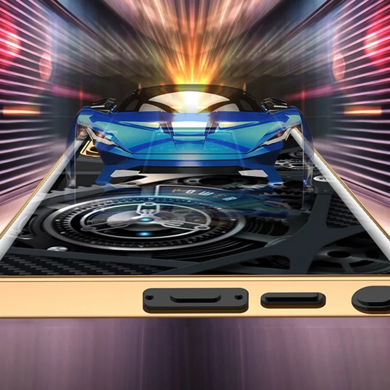 GKK For Samsung Galaxy S24+ Case Pattern Printing Tempered Glass+PC+TPU Cover - Fluid Blue