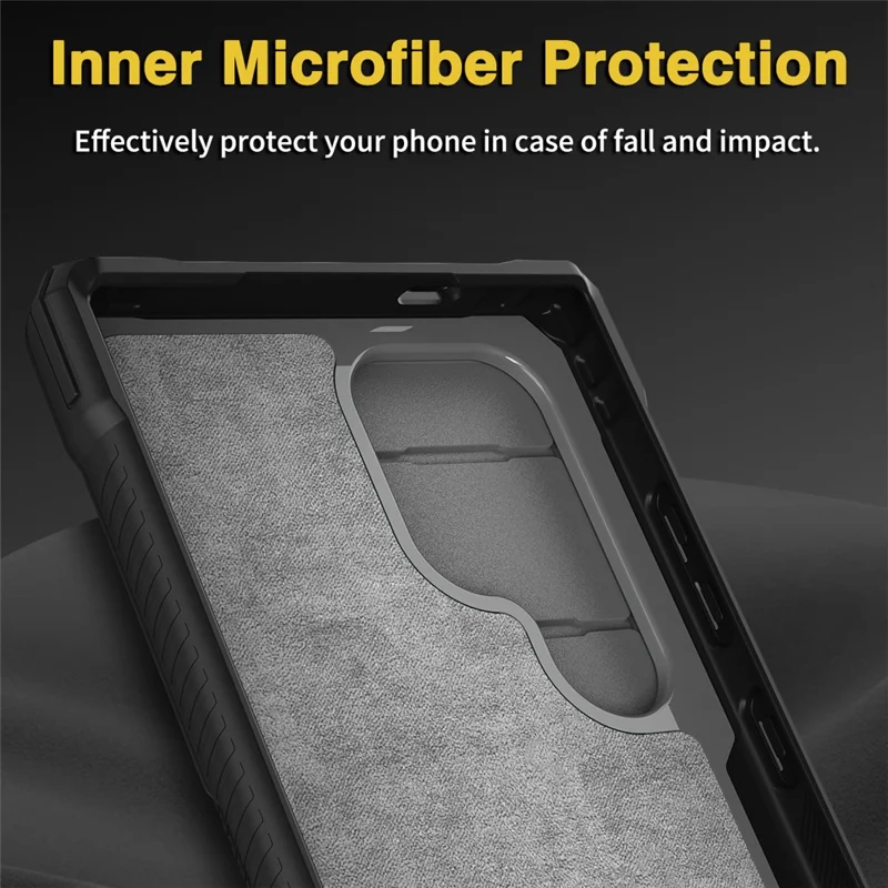 GKK For Samsung Galaxy S24 Ultra Lens Protection Case Card Slot Kickstand Phone Cover - Silver