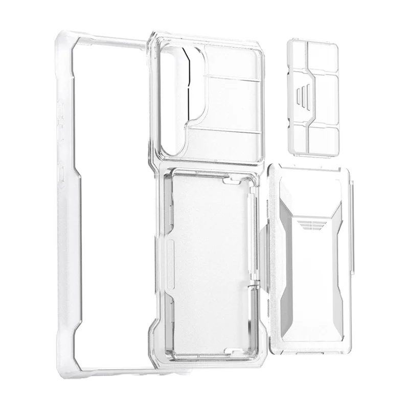 GKK Para Samsung Galaxy S24 Ultra Lens Proteção Caso Slot Cartão Suporte de Telefone - Transparente