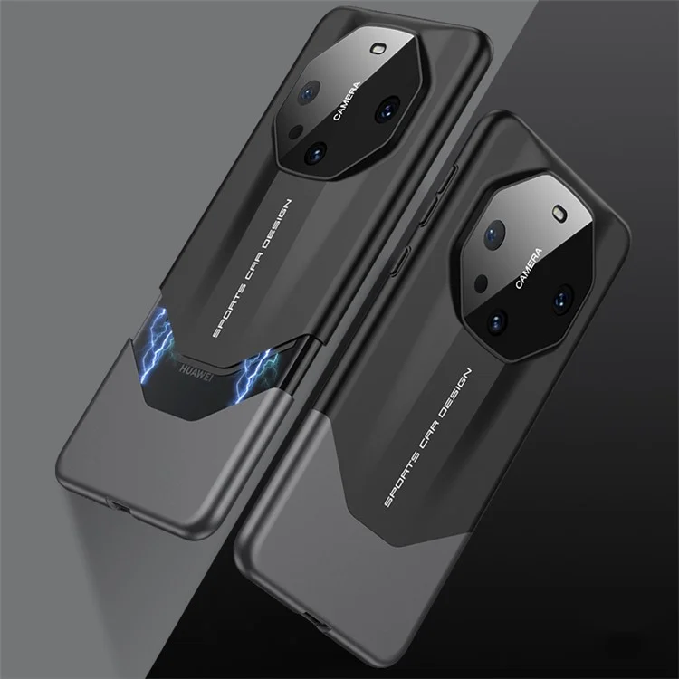 Étui GKK pour Huawei Mate 60 Pro, couvercle en verre trempé pour objectif, coque dure en PC, fine - Noir