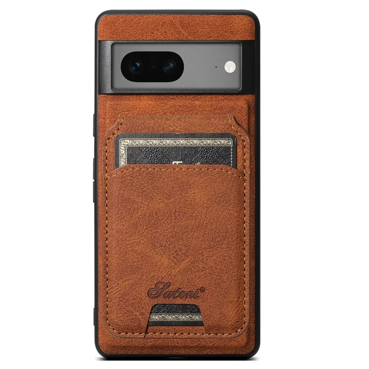 SUTENI H16 para Google Pixel 7 5G Funda para teléfono móvil Soporte magnético desmontable para tarjetas - Caqui
