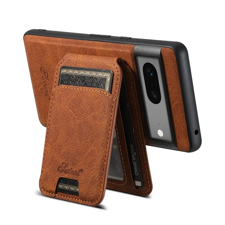 SUTENI H16 para Google Pixel 7 5G Funda para teléfono móvil Soporte magnético desmontable para tarjetas - Caqui