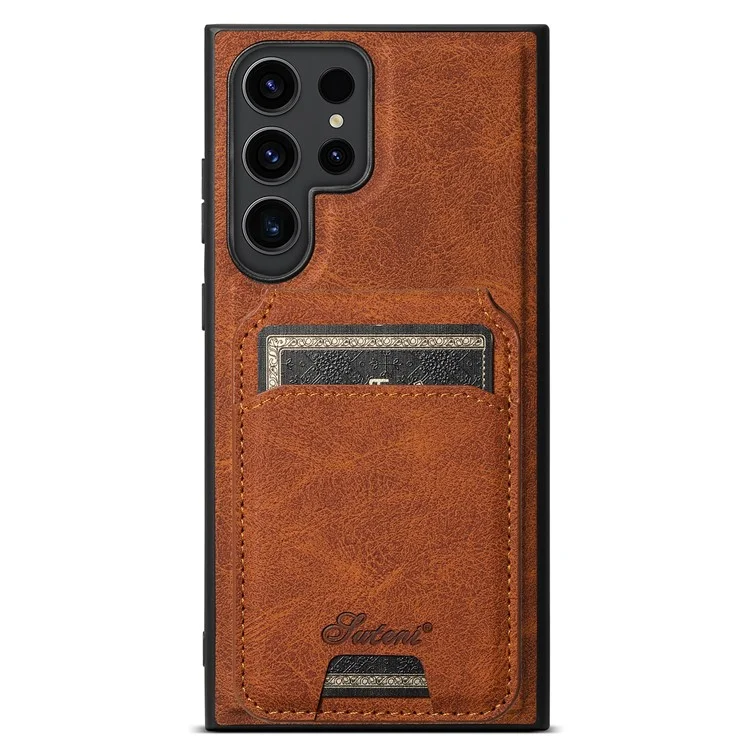 SUTENI H16 For Samsung Galaxy S22 Ultra 5G Cell Phone Case Magnetic Detachable Back Cover - Khaki
